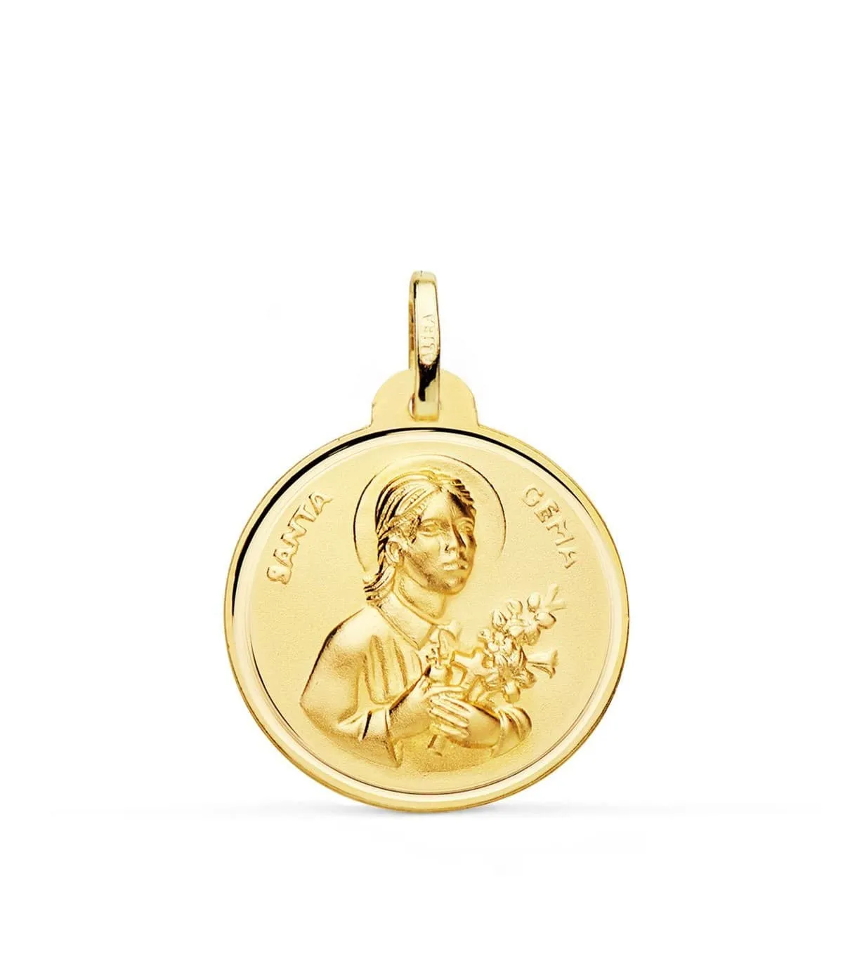 Medalla Santa Gema Oro 18K Bisel 22mm