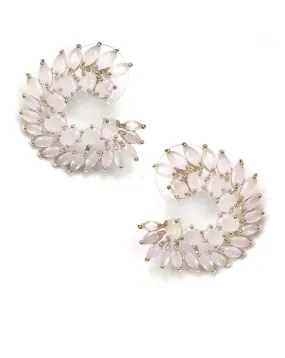 PENDIENTES PEQUEÑOS BLANCOS DISEÑO ABANICO PARA BODAS