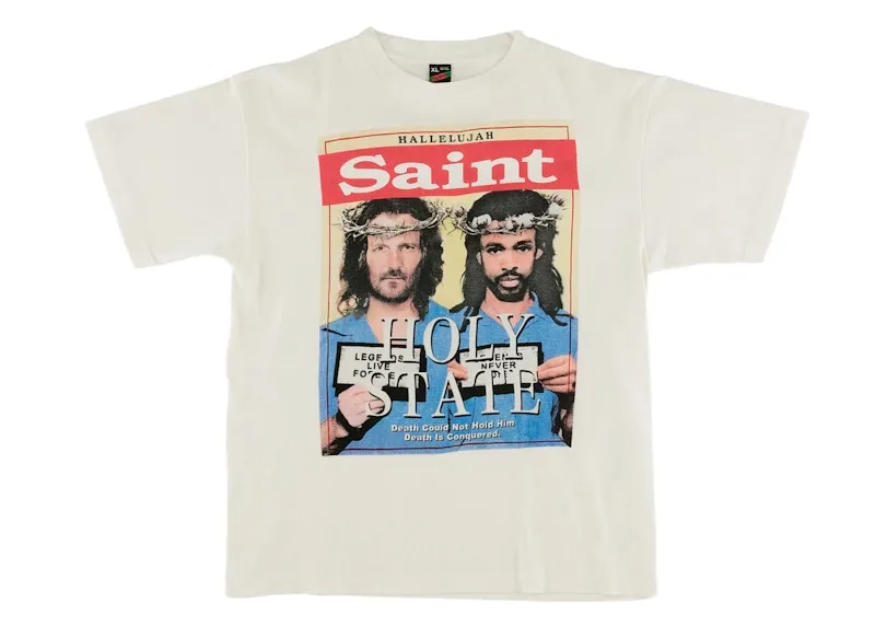 SAINT MXXXXXX X DENIM TEARS HOLY STATE TSHIRT VINTAGE WHITE