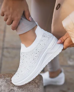 Zapatillas deportivas de tela blanca para mujer - Carlee